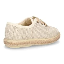 Alpargata Niño Tipo Blucher Con Cordones En LINO NATURAL. -Okaaspain zapato o alpargata tipo blucher con cordones en lona lino natural 3