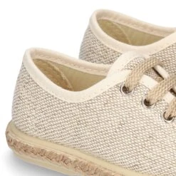 Alpargata Niño Tipo Blucher Con Cordones En LINO NATURAL. -Okaaspain zapato o alpargata tipo blucher con cordones en lona lino natural 6
