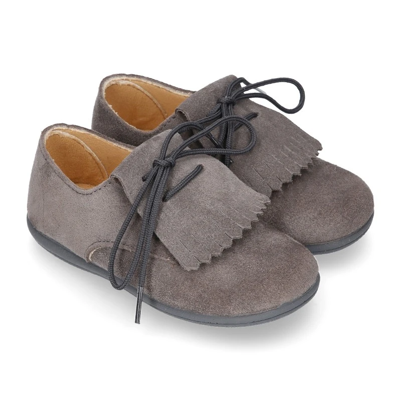 Blucher Niños Con Cordones Y FLECOS En Piel Serraje. 9 Blucher Niños Con Cordones Y FLECOS En Piel Serraje. - Imagen 7