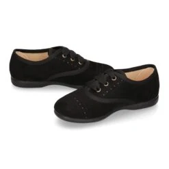 Zapato Tipo BLUCHER Niños En Serratex NEGRO Con Picados. 24 Zapato Tipo BLUCHER Niños En Serratex NEGRO Con Picados. -Okaaspain zapato tipo blucher nino nina mujer serratex diseno picados lazos 8